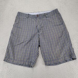 J.CREW Shorts Mens 35 Blue Plaid Field Short Mid Rise Flat Front Camp Pockets‎